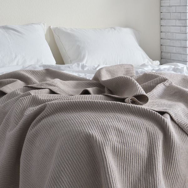 Покривало 200x220 LA MODNO GRAIN BEIGE (50% бавовна, 30% акрил, 20% поліестер) бежеве 200286 фото
