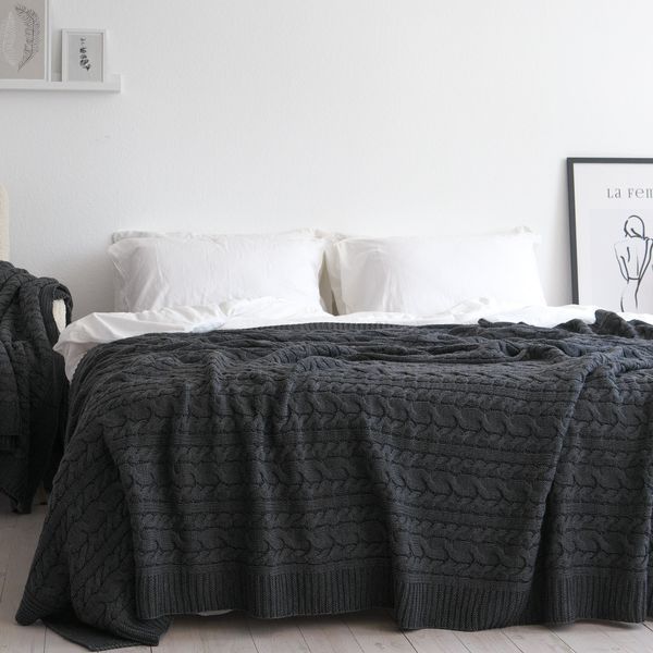 Покривало 220x240 LA MODNO Genova Anthracite (50% бавовна, 50% акрил) темно-сіре 200229 фото