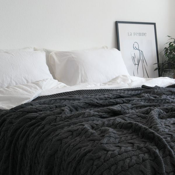 Покривало 220x240 LA MODNO Genova Anthracite (50% бавовна, 50% акрил) темно-сіре 200229 фото
