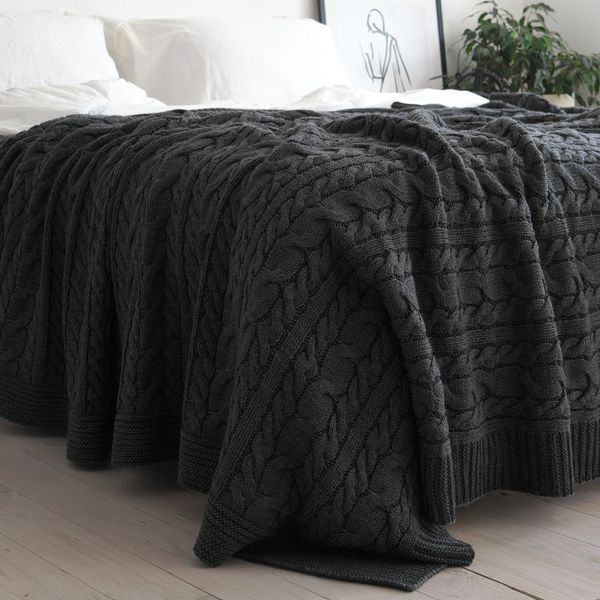 Покривало 220x240 LA MODNO Genova Anthracite (50% бавовна, 50% акрил) темно-сіре 200229 фото