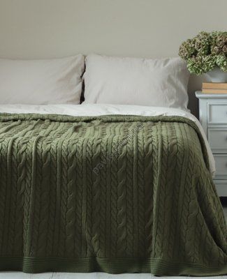 Покривало 170x240 LA MODNO Genova Green (50% бавовна, 50% акрил) зелене 200238 фото