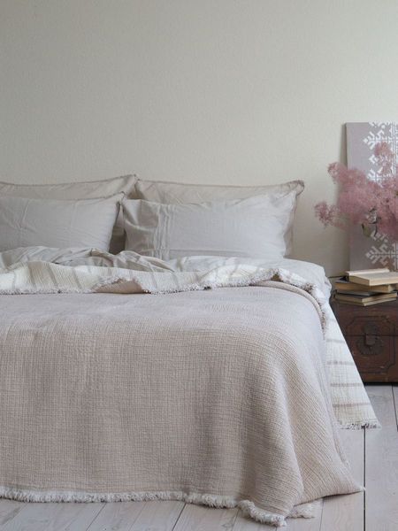 Муслінове покривало 170х230 LA MODNO MAGIC VANILLA CREAM (100% бавовна) кремове 200377 фото