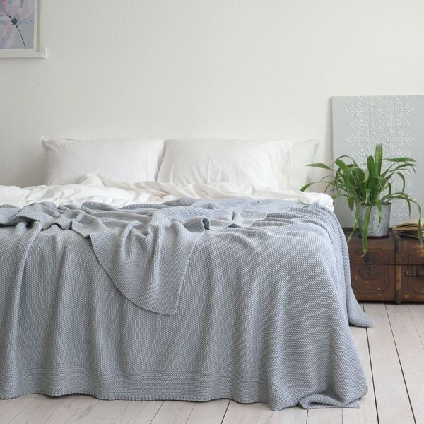 Покривало 220x240 LA MODNO Corn Sky Gray (50% бавовна, 50% акрил) сіро-небесне 200232 фото