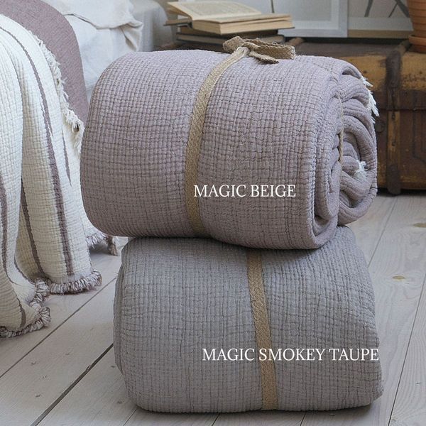 Муслінове покривало 170х230 LA MODNO MAGIC SMOKEY TAUPE (100% бавовна) бежеве 200379 фото