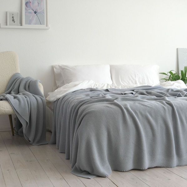 Покривало 170x240 LA MODNO Corn Sky Gray (50% бавовна, 50% акрил) сіро-небесне 200242 фото