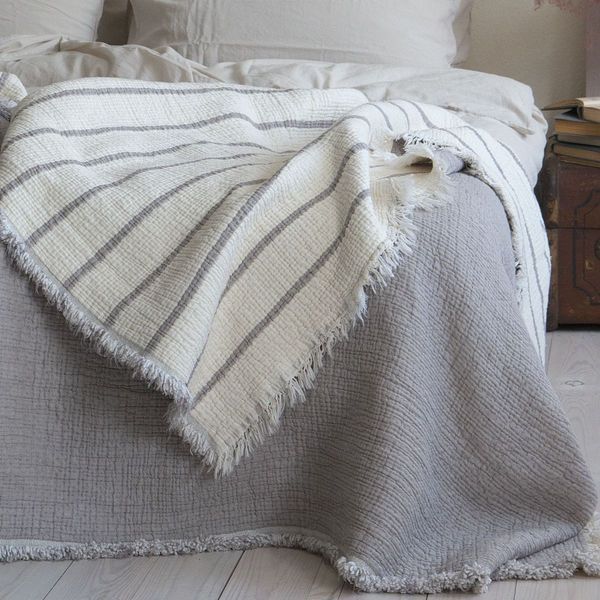 Муслінове покривало 230х250 LA MODNO MAGIC SMOKEY TAUPE (100% бавовна) бежеве 200380 фото