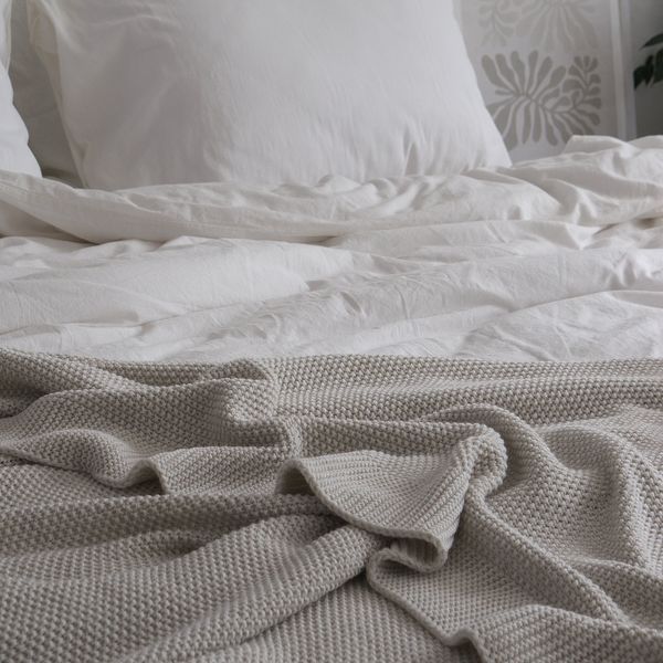 Покривало 170x240 LA MODNO Corn Natural Linen (50% бавовна, 50% акрил) бежеве 200243 фото