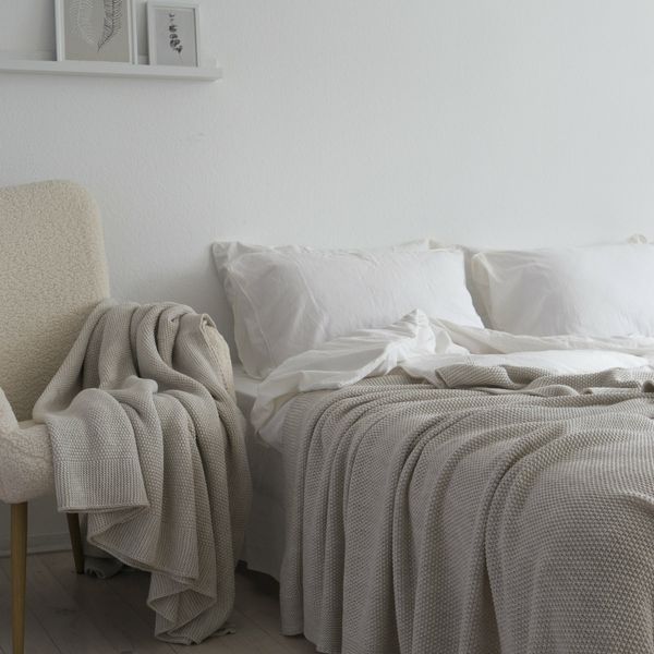 Покривало 170x240 LA MODNO Corn Natural Linen (50% бавовна, 50% акрил) бежеве 200243 фото