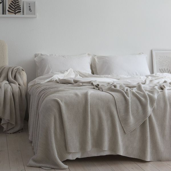 Покривало 170x240 LA MODNO Corn Natural Linen (50% бавовна, 50% акрил) бежеве 200243 фото