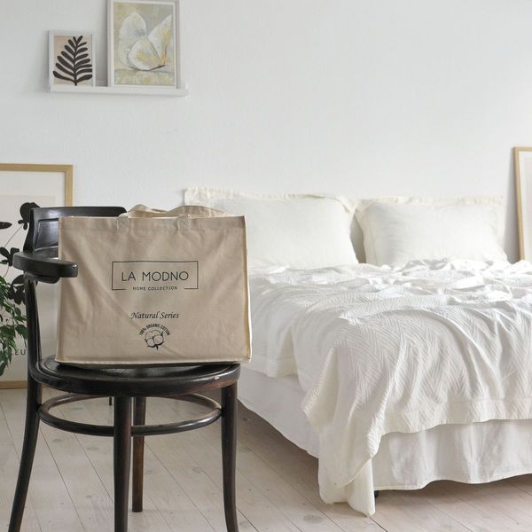 Постільна білизна жакардова 200x220 LA MODNO JACQUARD STONEWASHED Milk кремова 200431 фото