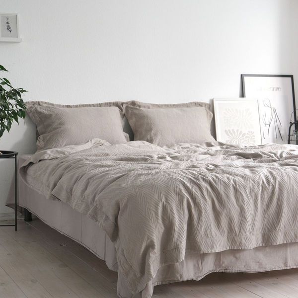 Постільна білизна жакардова 200x220 LA MODNO JACQUARD STONEWASHED Simply Taupe бежева 200433 фото