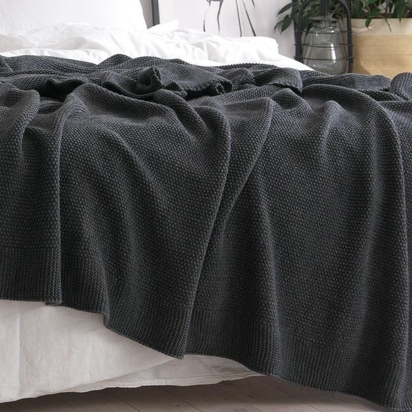 Покривало 220x240 LA MODNO Corn Anthracite (50% бавовна, 50% акрил) темно-сіре 200257 фото