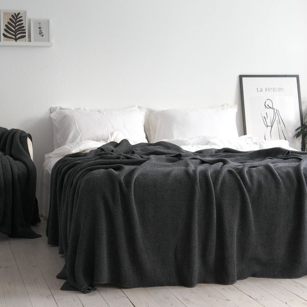 Покривало 220x240 LA MODNO Corn Anthracite (50% бавовна, 50% акрил) темно-сіре 200257 фото