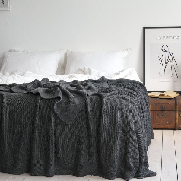 Покривало 220x240 LA MODNO Corn Anthracite (50% бавовна, 50% акрил) темно-сіре 200257 фото