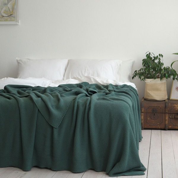 Покривало 220x240 LA MODNO Corn Duck Green (50% бавовна, 50% акрил) зелене 200414 фото