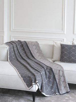 Покривало 150x200 LA MODNO MONOGRAM Anthracite-Beige (100% бавовна) сіре 200185 фото