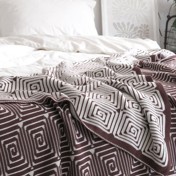 Покривало 150x200 LA MODNO MONOGRAM Brown-Ecru (100% бавовна) коричневе 200186 фото