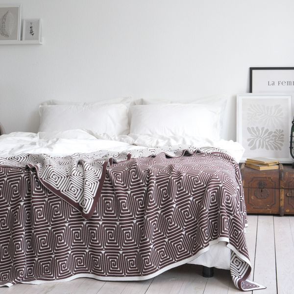 Покривало 150x200 LA MODNO MONOGRAM Brown-Ecru (100% бавовна) коричневе 200186 фото