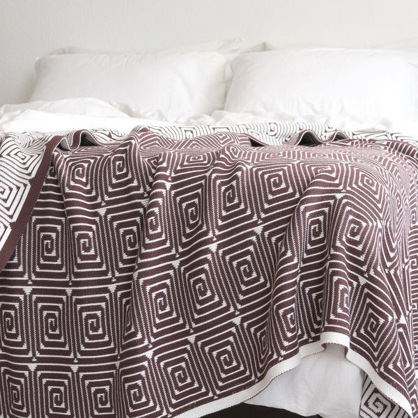 Покривало 150x200 LA MODNO MONOGRAM Brown-Ecru (100% бавовна) коричневе 200186 фото
