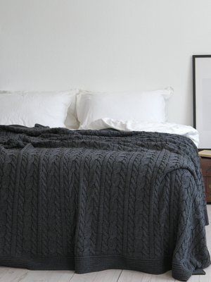 Покривало 170x240 LA MODNO Genova Anthracite (50% бавовна, 50% акрил) темно-сіре 200259 фото