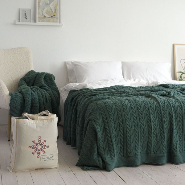 Покривало 170x240 LA MODNO Genova Duck Green (50% бавовна, 50% акрил) зелене 200416 фото