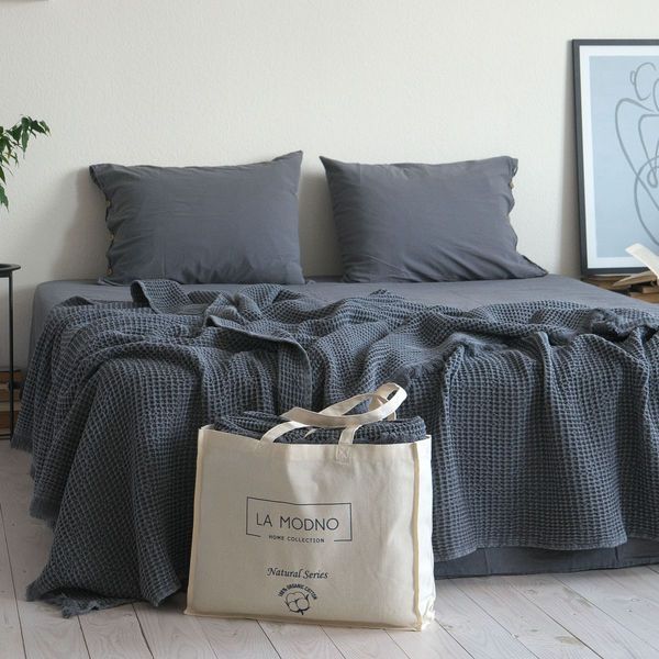 Покривало 220х240 LA MODNO PIKE STONEWASHED Anthracite 200368 фото