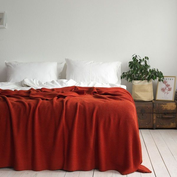 Покривало 220x240 LA MODNO Corn Terra Cotta (50% бавовна, 50% акрил) теракотове 200418 фото