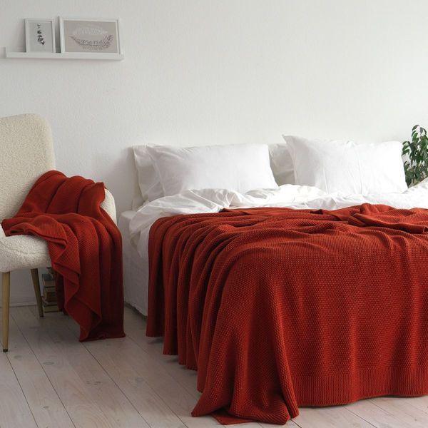 Покривало 220x240 LA MODNO Corn Terra Cotta (50% бавовна, 50% акрил) теракотове 200418 фото