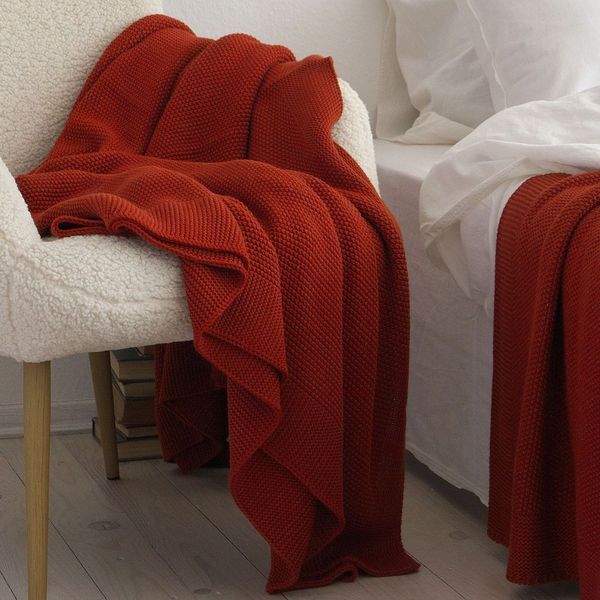Покривало 220x240 LA MODNO Corn Terra Cotta (50% бавовна, 50% акрил) теракотове 200418 фото
