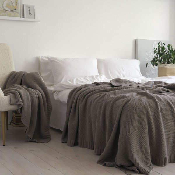 Покривало 150x200 LA MODNO WoolCotton Balance Mink (50% вовна, 50% бавовна) коричневе 200420 фото