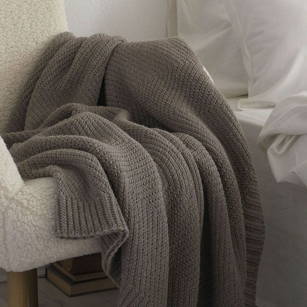 Покривало 130x170 LA MODNO WoolCotton Balance Mink (50% вовна, 50% бавовна) коричневе 200419 фото