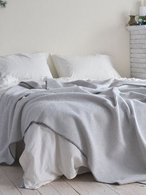 Покривало 200x220 LA MODNO GRAIN MILK GRAY (50% бавовна, 30% акрил, 20% поліестер) сіре 200289 фото