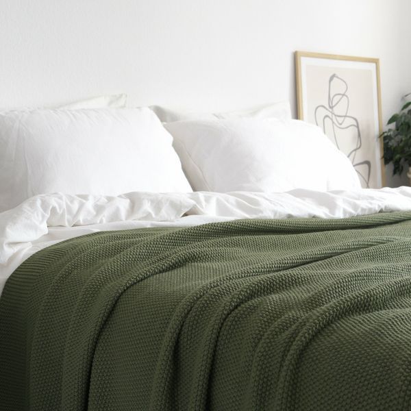 Покривало 220x240 LA MODNO Corn Olive (50% бавовна, 50% акрил) оливкове 200335 фото