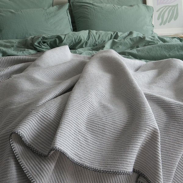 Покривало 200x220 LA MODNO GRAIN MILK GRAY (50% бавовна, 30% акрил, 20% поліестер) сіре 200289 фото
