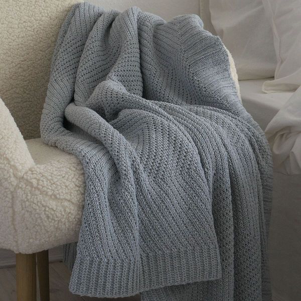 Покривало 150x200 LA MODNO WoolCotton Balance Sky Gray (50% вовна, 50% бавовна) сіро-небесне 200423 фото