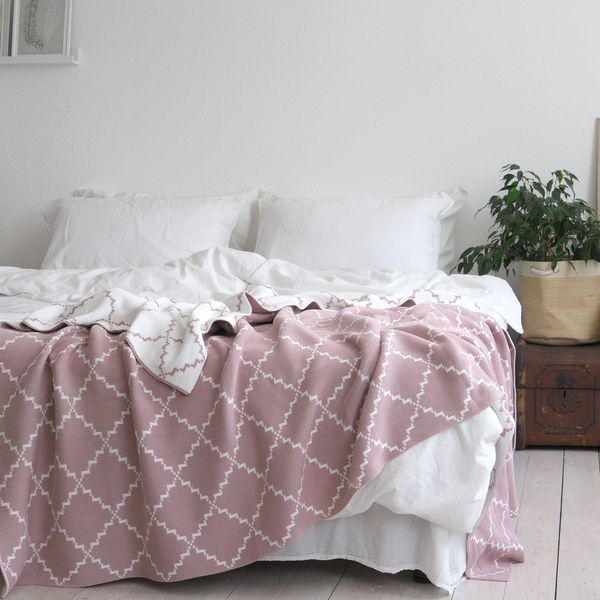 Покривало 150x200 LA MODNO DIAMOND Rose-Ecru (100% бавовна) рожеве 200260 фото