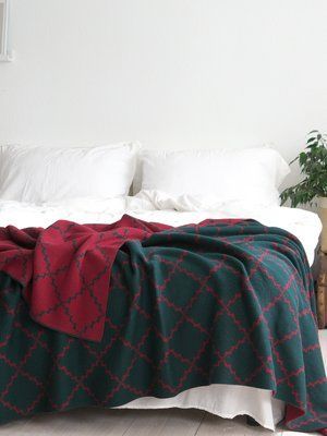 Покривало 150x200 LA MODNO DIAMOND Green-Burgundy (100% бавовна) зелене 200261 фото