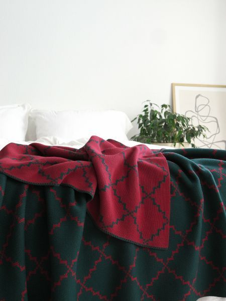 Покривало 150x200 LA MODNO DIAMOND Green-Burgundy (100% бавовна) зелене 200261 фото