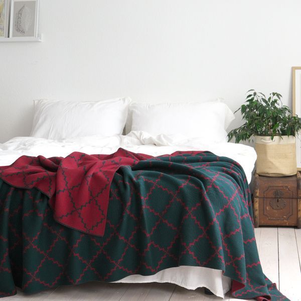 Покривало 150x200 LA MODNO DIAMOND Green-Burgundy (100% бавовна) зелене 200261 фото