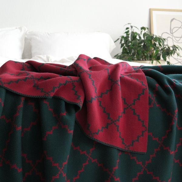 Покривало 150x200 LA MODNO DIAMOND Green-Burgundy (100% бавовна) зелене 200261 фото