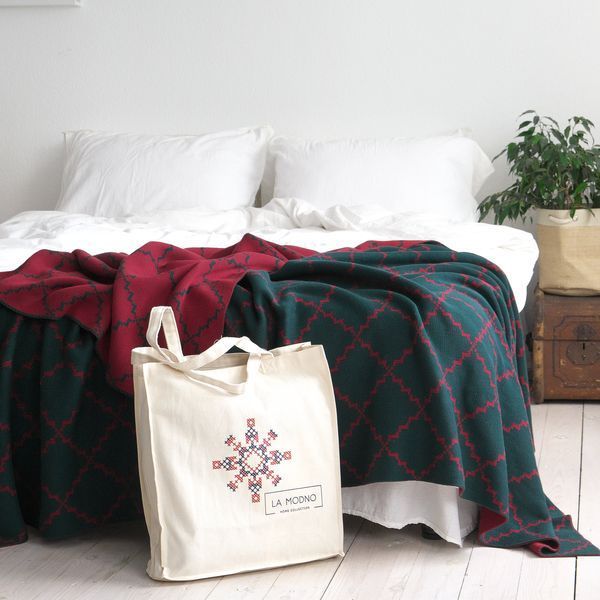 Покривало 150x200 LA MODNO DIAMOND Green-Burgundy (100% бавовна) зелене 200261 фото