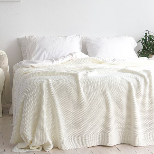 Покривало 220x240 LA MODNO Corn Milk (50% бавовна, 50% акрил) молочне 200350 фото