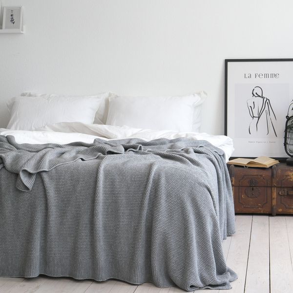 Покривало 170x240 LA MODNO Corn Gray (50% бавовна, 50% акрил) сіре 200347 фото