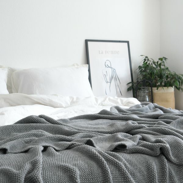Покривало 220x240 LA MODNO Corn Gray (50% бавовна, 50% акрил) сіре 200348 фото