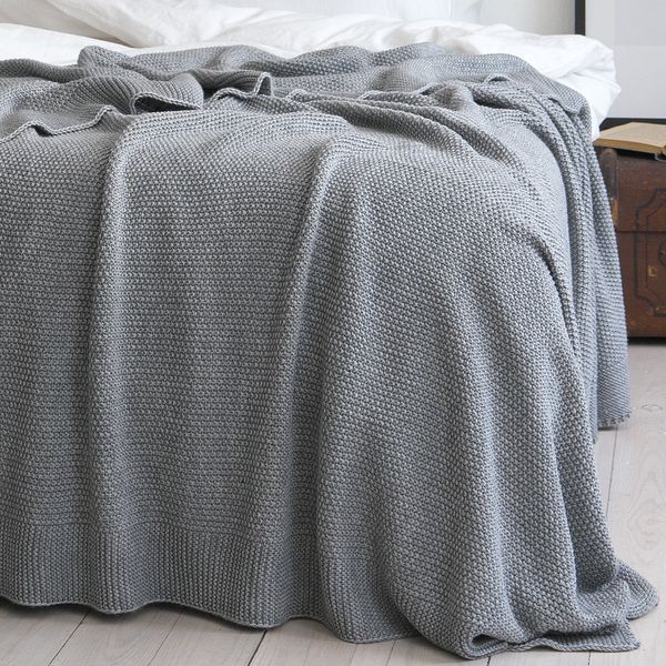 Покривало 220x240 LA MODNO Corn Gray (50% бавовна, 50% акрил) сіре 200348 фото