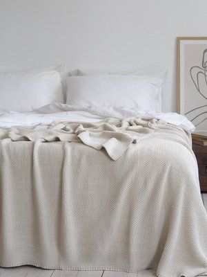 Покривало 170x240 LA MODNO Corn Vanilla Cream (50% бавовна, 50% акрил) кремове 200272 фото