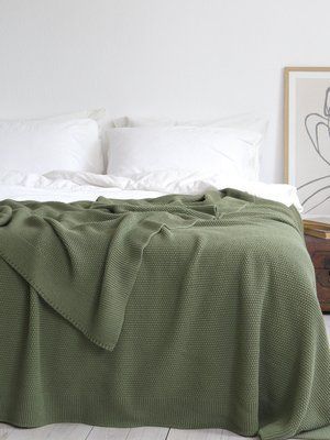 Покривало 170x240 LA MODNO Corn Olive (50% бавовна, 50% акрил) оливкове 200334 фото