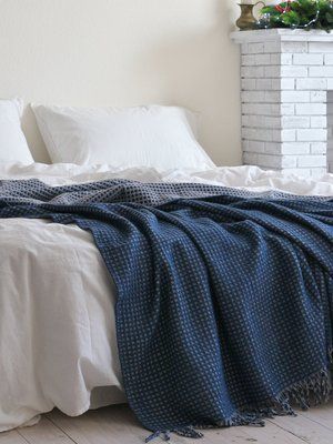 Покривало 200х220 LA MODNO COSY Dark Blue-Sky Gray синє/сіре 200292 фото