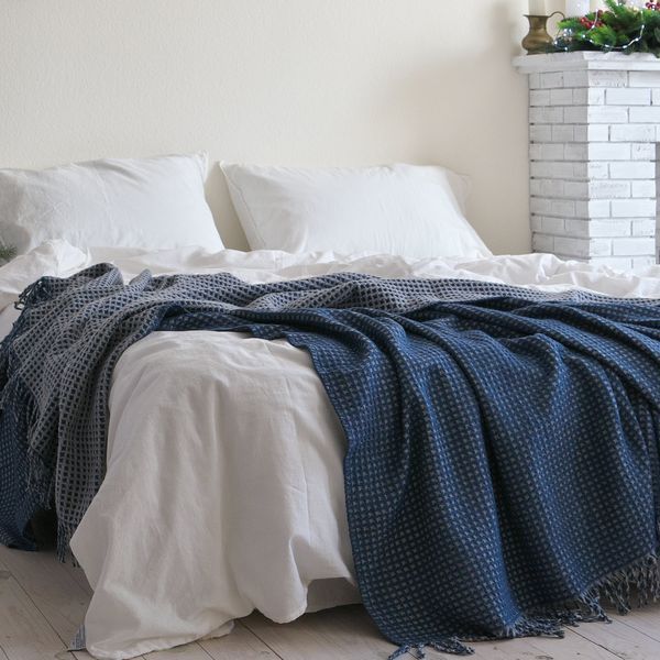 Покривало 200х220 LA MODNO COSY Dark Blue-Sky Gray синє/сіре 200292 фото